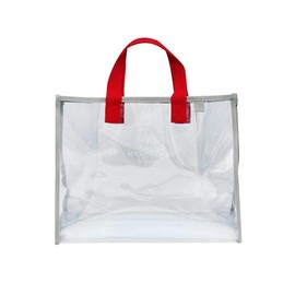 Beach Bag Large Waterproof Transparent Bag Pool Bag Carry Bag Swimming Bag Clear Beach Bag Shopper Bag Travel Cosmetic Bag, Red and grey
