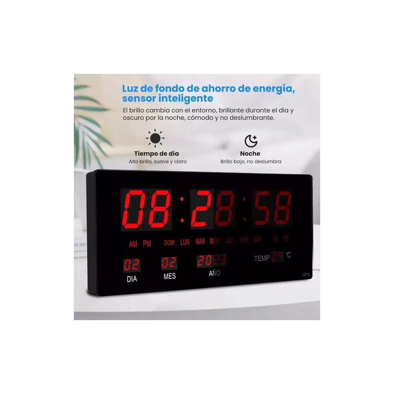 Reloj De Pared Digital Con Termómetro, Alarma Y Calendario