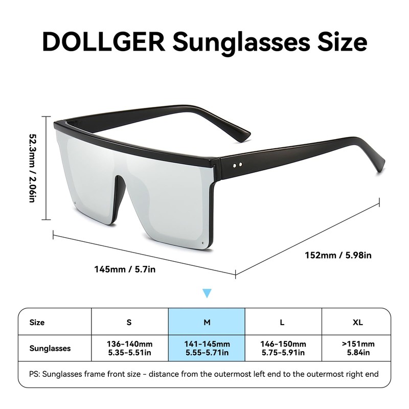 Dollger Square Oversized Sunglasses for Women Men Fashion Flat Top