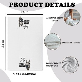 Buildinest Funny Donkey Bathroom Decor Hand Towels, Farmhouse Bathroom Decor Towel, Western Home Decoration Hello Sweet Cheeks Farmhouse Decorative Donkey Hand Towels, Set of 1 -A02