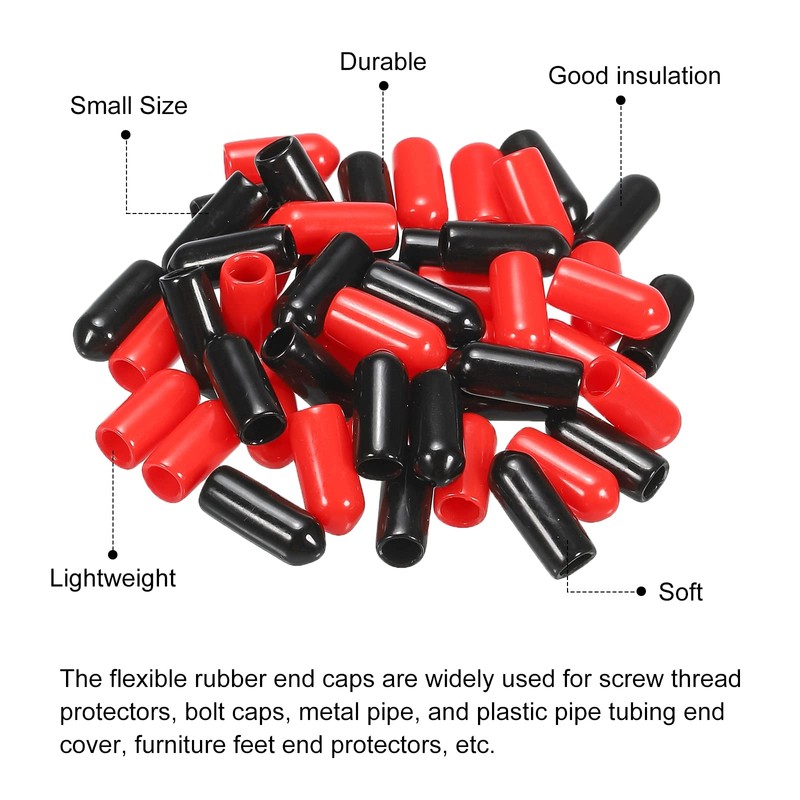 QUARKZMAN 50 x Rubber End Caps Cover Assortment 5 mm