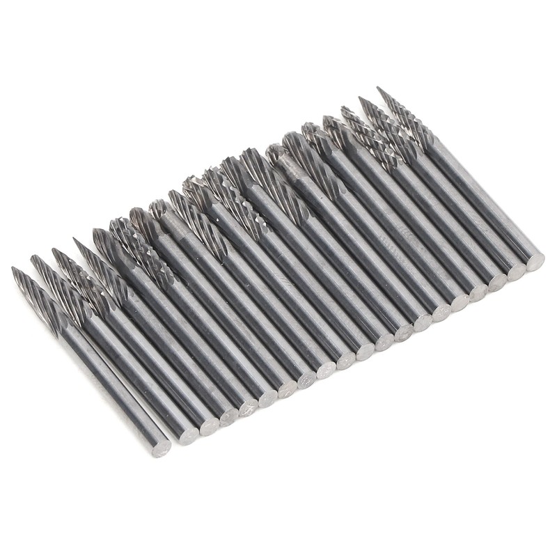 20Pcs Tungsten Carbide Burr Set Cutter Bit Cone End Mill