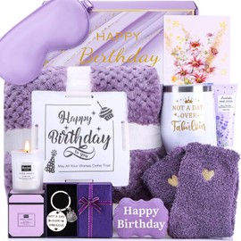 Birthday Gifts for Women, Happy Birthday Gifts for Mom, Her, Sister, Best Friend, Girlfriend, Coworker, Wife Bday Gift Ideas, Unique Relaxing Spa Birthday Gift Basket for Women Care Package w/ Blanket