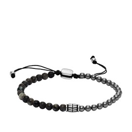 Fossil Men's Summer Pearls Grey Pearl Beaded Bracelet, JF04718040