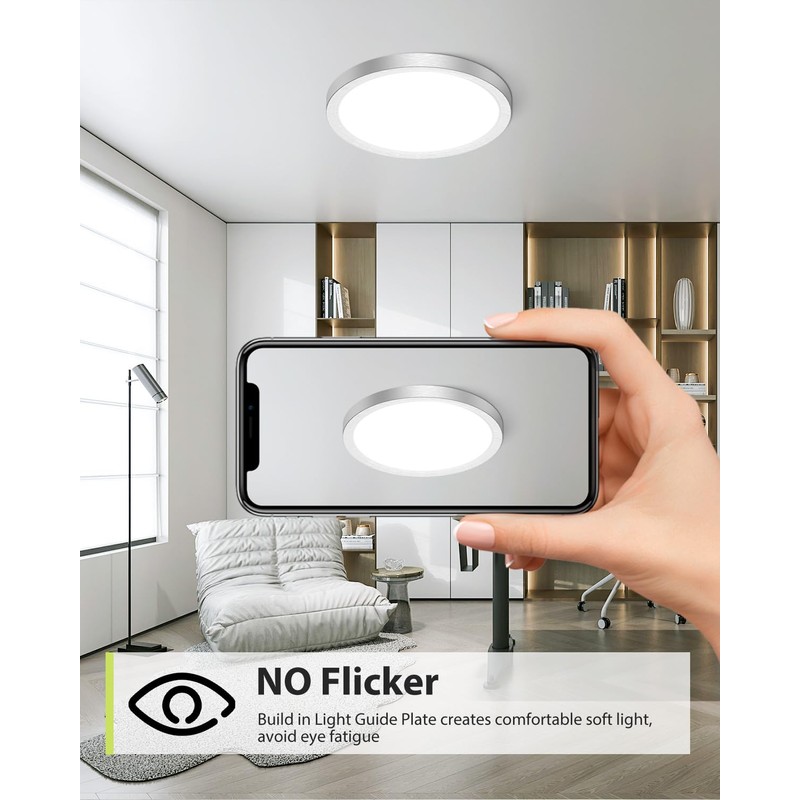 hepside 1PACK Flush Mount LED Ceiling Light Fixture Brushed Nickel,