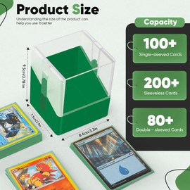 Minahao 6 Pack Card Deck Boxs for 6 sets of MTG Commander Deck or 600 TCG Cards. - Transparent Lid Card Organizer Box for 100+ Single-Sleeved Cards ((Dark Green, 6 Pack)