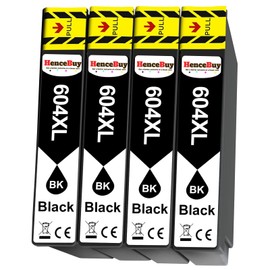 HenceBuy 604 Cartridges XL for Epson 604XL Black Printer Cartridges Compatible with Expression Home XP-2200 XP-2205 XP-3200 XP-3205 XP-4200 XP-4205 Workforce WF-2910 WF-2930 WF-2935 WF-2950 (4 Black)