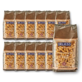 DeLallo Gluten Free Fusilli Pasta, Non-GMO, Made with Brown Rice Flour, Whole Grain, All Natural, Kosher, Made in Italy, 12 oz Bag, (12 Pack)