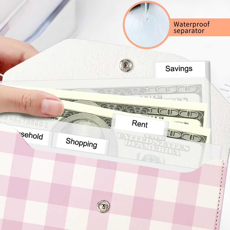 APVDSH Cash Envelope Wallet, Reusable Budget Money Wallet, Cute PU