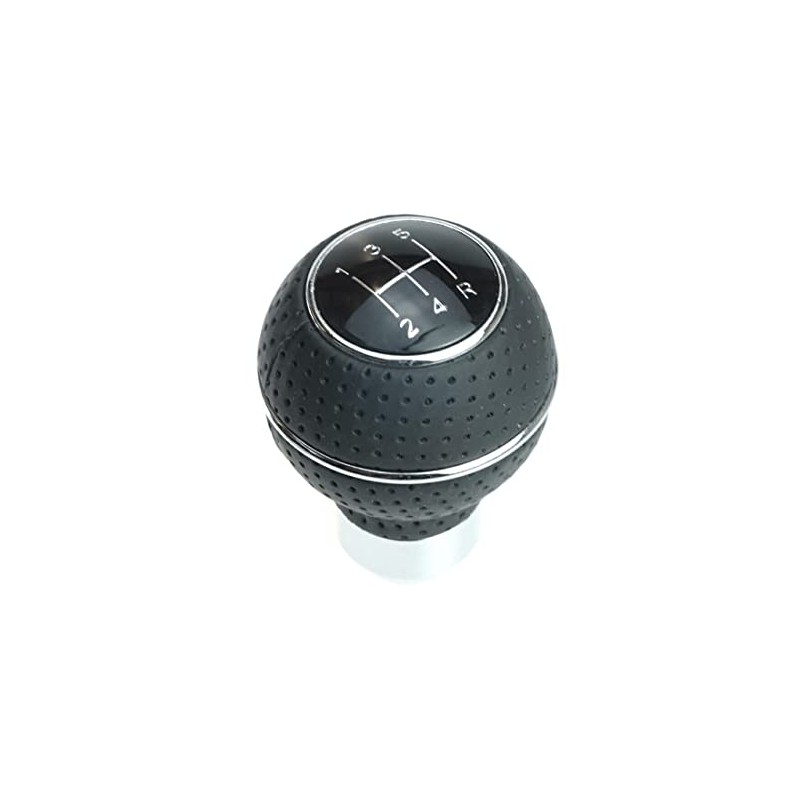 Universal Gear Knob Round with Chrome Ring - Black with