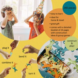 Binabo Family Pack - 240 Piece Building Toy | Creative Construction | Flexible & Environmentally Friendly Toy for Children