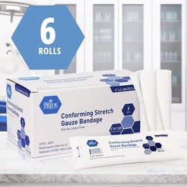 MED PRIDE MED PRIDE Conforming Stretch Gauze Bandages, 6 Rolls 6'' x 4.1 Yards| Sterile Latex Free First Aid Pads | Wound Care Rolled Dressing Wrap | Medical Non-Adherent Mesh Bandages