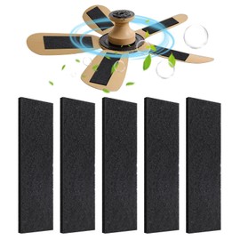 KOMPMP 5 Pcs Ceiling Fan Filters for Blades - Universal Easy Stick Unscented Activated Coconut Shell Carbon Ceiling Fan Filter for Enhanced Air Quality Odor Elimination Dust Collection