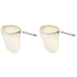 sourcing map 2 Pcs Cloth Coffee Filter Bags, Coffee Sock Filter, Reusable Coffee Strainer with Stainless Steel Handle, Medium, Yellow