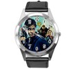 TAPORT Black Leather Round Quartz Watch for Wizards Fans E3,