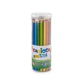 CARIOCA Tita Colouring Pencils - Bright and Washable Colours, Extra Strong Lead Diameter 3 mm, Smooth Writing, Hexagonal Body (Tube of 50 Colouring Pencils)