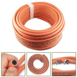 Gas Hose – Premium Gas Pipe Hose with 2 Hose Clips – 4m Hose for Propane and Butane - Stamped with Manufacture Date – Durable 8mm High Pressure Gas Hose for Caravan, Camping, BBQ. Set by MYPURECORE