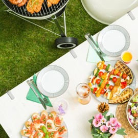 Relaxdays Set of 8 Table Clips, Adjustable Tablecloth Clips for Thick Tables, Stainless Steel, up to 4.2 cm Thickness, Silver