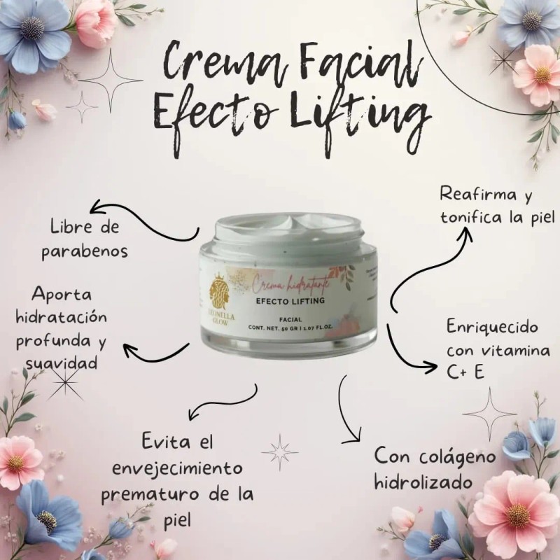 Crema Facial Lifting Con Colágeno Y Elastina 50g Leonella G