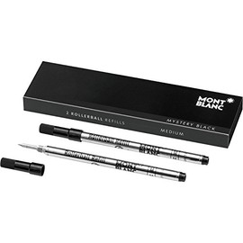 MONTBLANC モンブラン ローラーボール リフィル M(中字) 2本セット ミステリーブラック 黒 正規輸入品 MB105158