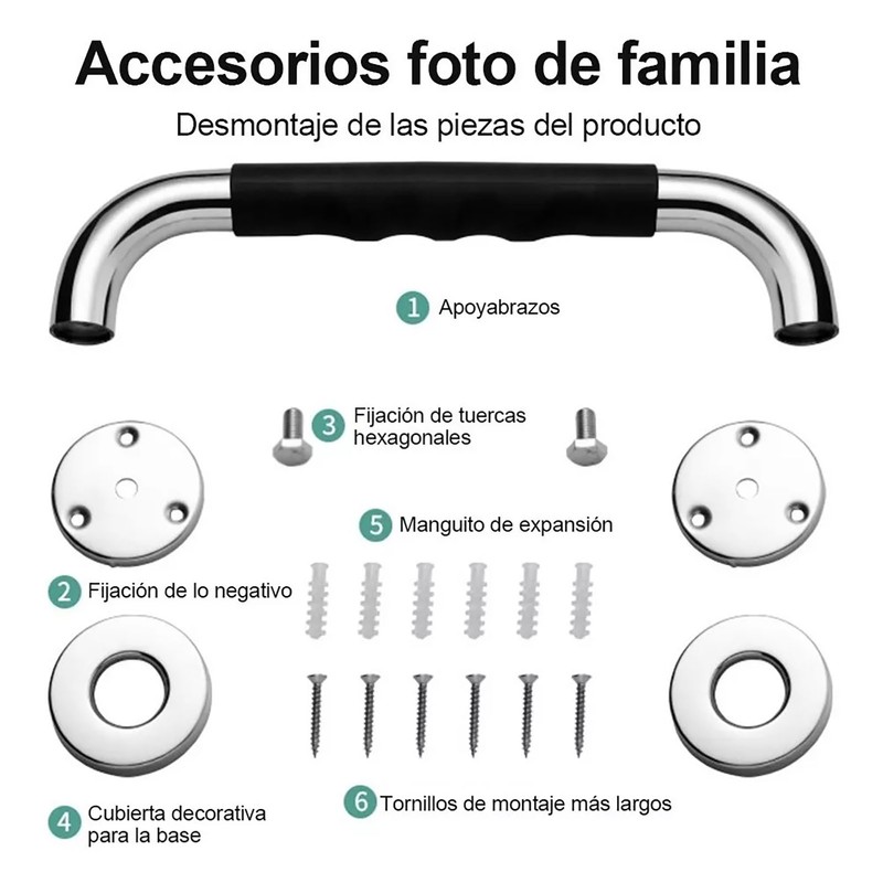 Shower Grab Bar 304 Stainless Steel Silicone Anti Slip Bathtub