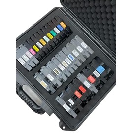 Protective Custom Label Tape Carrying Case for TZe P-Touch Tapes - Holds up to 39 Tapes.
