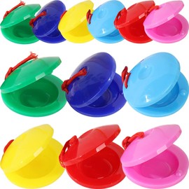 Toddmomy Pack of 12 Plastic Castanets Instrument Children's Finger Castanets Musical Percussion Toy Mini Castanets Musical Instrument Assorted Colours Castanets for Children