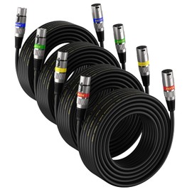 EBXYA XLR Cable 20ft 4 Pack - Mic Cables Balanced DMX Cable Male to Female Suitable for Microphones, Radio Station, Stage Lighting