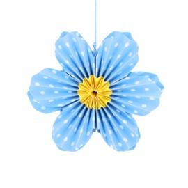 Gisela Graham Blue Polka Dot Paper Flower Hanging Decoration, medium