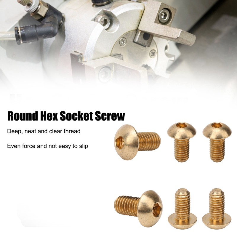 50Pcs Round Hex Socket Screw Copper Fastener Hardware Tools Industrial