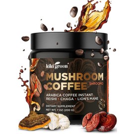 The Mushroom Coffee by Kiki Green Premium Coffee Extract with Reishi, Chaga, and Lion's Mane for better Focus, Energy, Digestion and Immunity Beverage