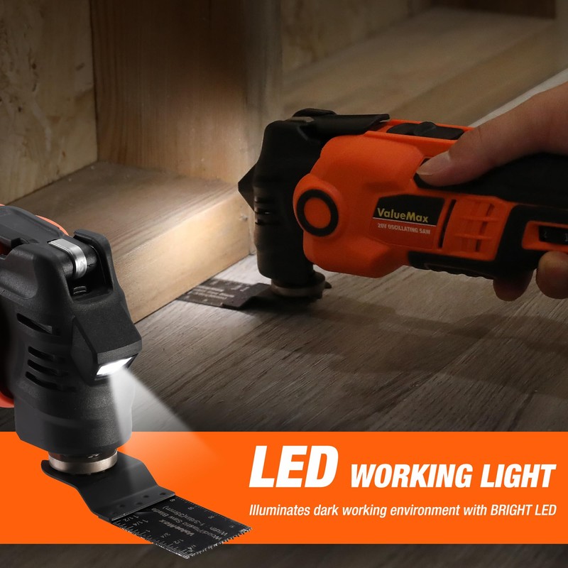 ValueMax 20V Cordless Oscillating Tool with Battery, 3.6°Oscillation Angle Oscillating