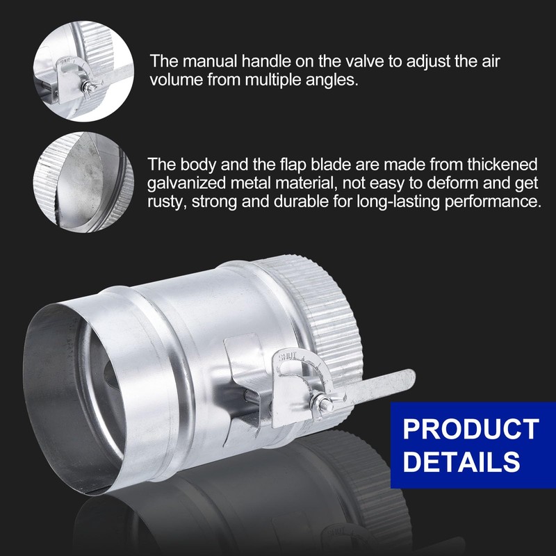 PATIKIL Backdraft Damper with Sleeve, 4 Inch, Airflow Ducting Volume