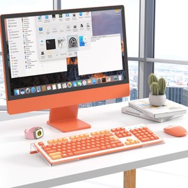 BEEGO Ergonomic Computer Keyboard Stand - Clear Acrylic Keyboard Riser Tilted Keyboard Holder Keyboard Tray with Orange Non-Slip Strip for Easy Typing at Home School Office Desk Accessories