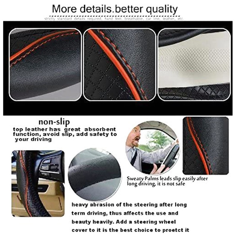 Car Steering Wheel Cover, Anti-Slip, Safety, Soft, Breathable, Heavy Duty,