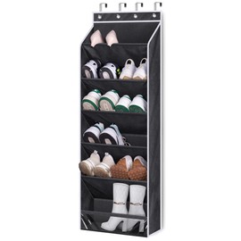 KEETDY Over the Door Shoe Organizer Fit Big Shoes Large Shoe Rack for Door Hanging Shoe Organizer for Closet Door Storage Boots, Black