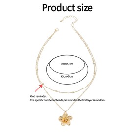 Calkkrer Gold Metal Folded Flower Pendant Necklace, Chunky Women's Jewellery, Long Necklace, Colourful Floral Motif Necklace, Women's Jewellery, Wedding Gift