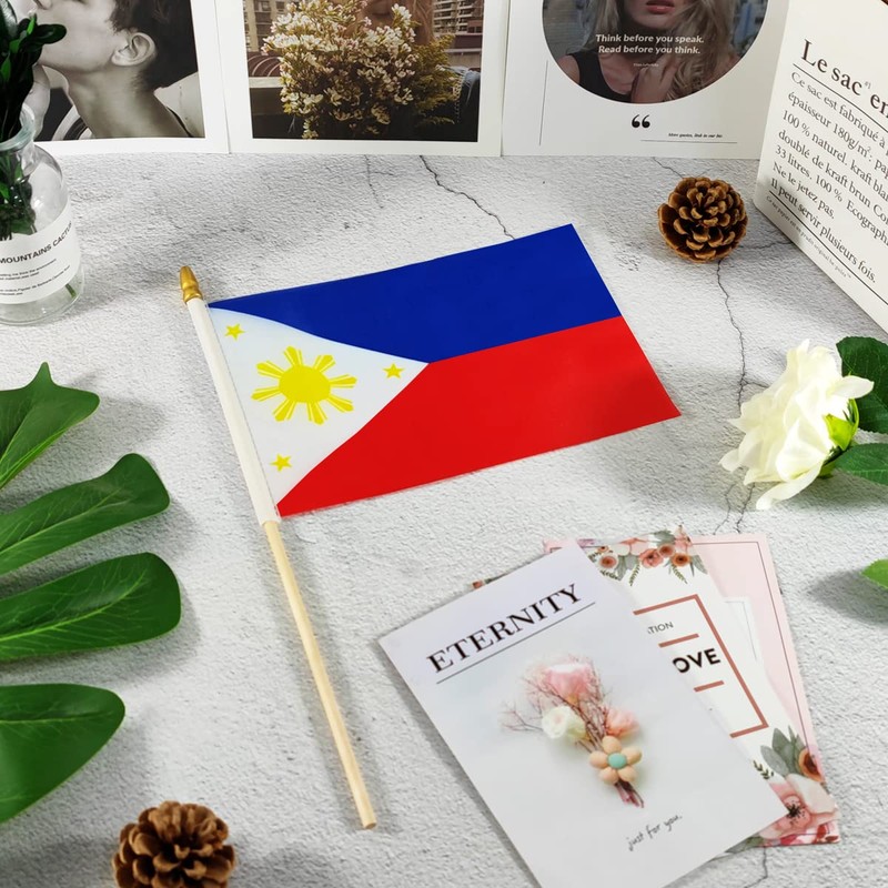Newperlite Philippines Stick Flag Filipino Small Mini Hand Held Flags
