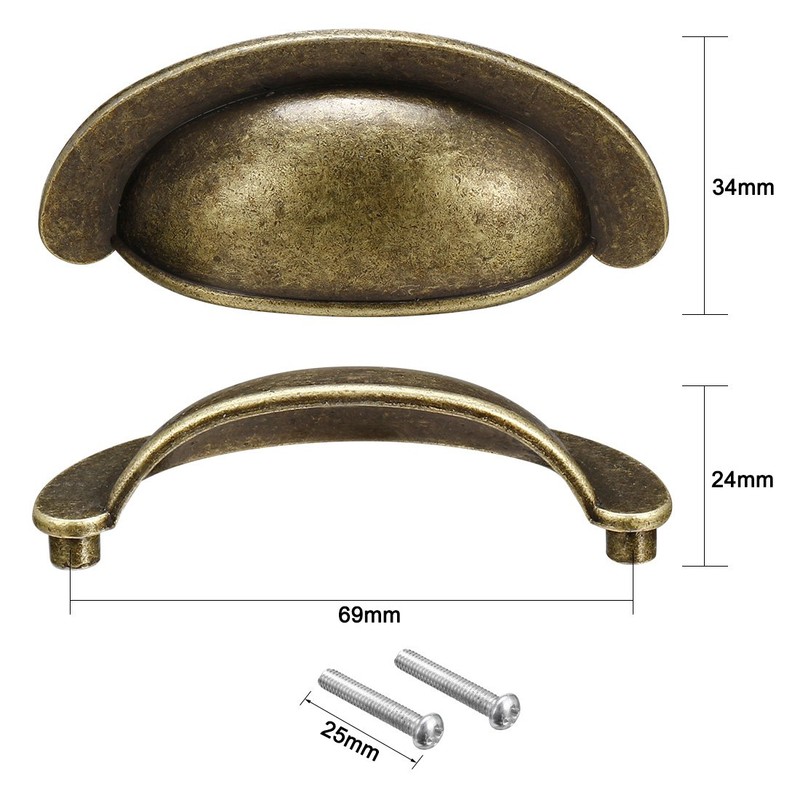 Sourcingmap Cup Drawer Pulls, Kitchen Cabinet Dresser Pull Handles Bronze