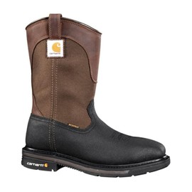 Carhartt Men's Rugged Flex Square WP 11" Steel Toe Wellington Mid Calf Boot, Brown/Black Leather