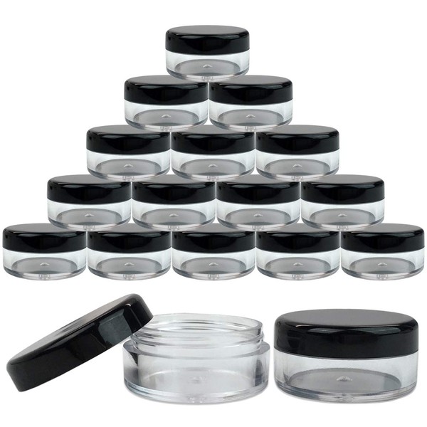 Beauticom 5G/5ML Round Clear Jars with Black Lids for Herbs, Spices, Loose Leaf Teas, Coffee and Other Foods - BPA Free (Quantity: 25pcs)