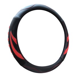 Alusbell Microfiber Leather Steering Wheel Cover Breathable Auto Car Steering Wheel Cover for Women and Men Universal 15 Inches Red