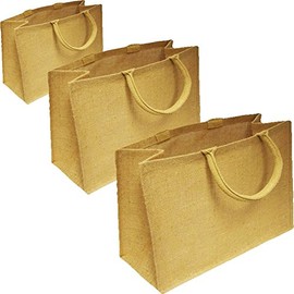 Jute Shopping Reusable Bags by Alan's Hessian Luxury Plain Tote Natural Eco Friendly Reusable Shopping Carriers (5, Small 22W x 20H x 12D cm)