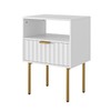 Aienvey Nightstand,Fluted Bedside Table with Gold Frame,White Nightstand,Bedside Furniture, Modern