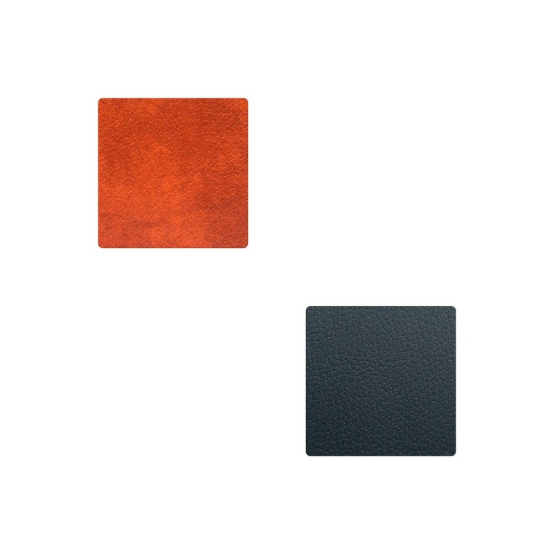LindDNA Double Square 990276 Recycled Leather Coaster in Cognac Black