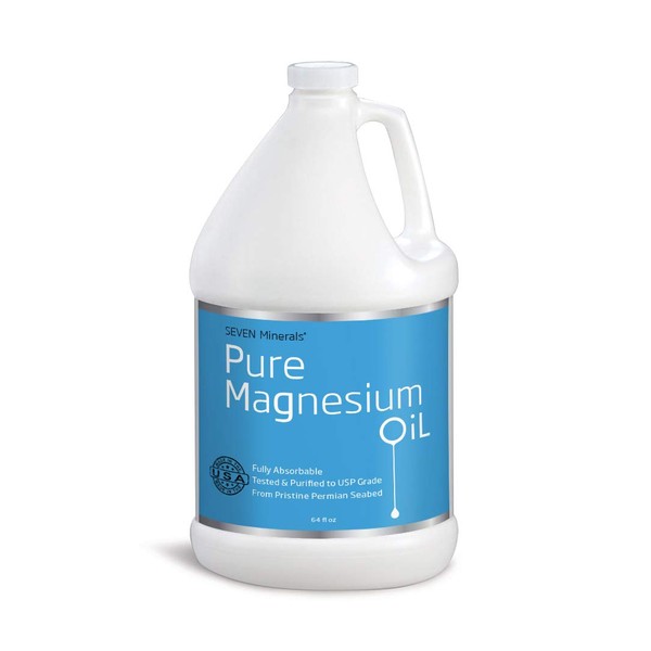 Pure Magnesium Oil Spray - Half Gallon - 100% Natural, USP Grade = No Unhealthy Trace Minerals - From an Ancient Underground Permian Seabed in USA - Free Ebook Included (64 fl oz)