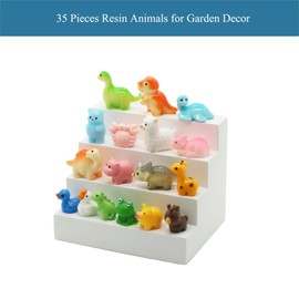 POMKON Mini Resin Animals Figurines Set, 35 PCS Tiny Resin Figures for Crafts Landscape Miniature Fairy Garden Accessories