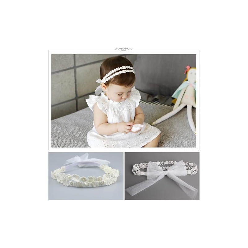 Diadema de Encaje Suave con Nudo de Lazo, 4 Pcs