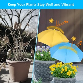 Tryly 3Pcs Plant Umbrellas for Outdoor Plants,Garden Umbrella Shade for Potted Plants and Garden Beds,Provide Shade to ‌Defend Plants From Blazing Sun (1Yellow 1Pink 1Blue)
