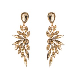 Crystal Rhinestone Dangle Earrings for Women - Crystal Teardrop Drop Earrings for Wedding Bridal, Long Wing Pendant Earrings for Women - Champagne